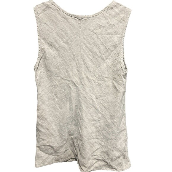 Flax Khaki Womens Size Medium Tunic Top Sleeveless Linen Earth Natural Vneck - Picture 3 of 7
